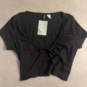 H&M Black Tie Front Crop Top (NWT)